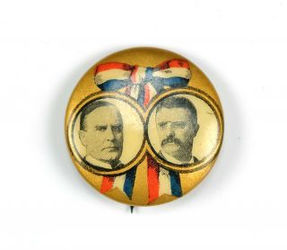 Rare 1900 Mckinley & Teddy Roosevelt Political Campaign Jugate Pinback Button
