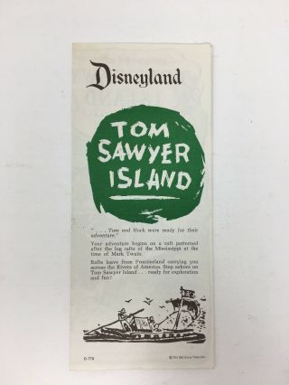 1957 Disneyland Tom Sawyer Island Fold Out Brochure Map Vintage