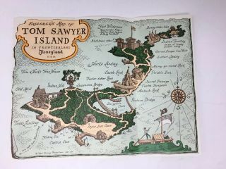 1957 Disneyland Tom Sawyer Island Fold Out Brochure Map Vintage 3