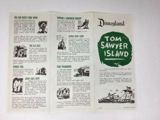 1957 Disneyland Tom Sawyer Island Fold Out Brochure Map Vintage 4