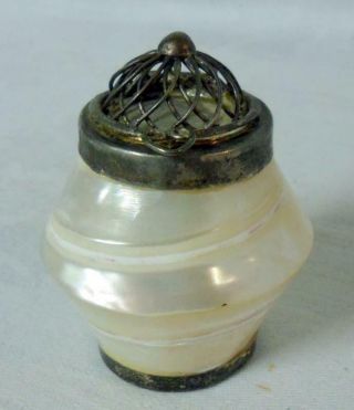 Vintage Mother Of Pearl Carved Sea Shell Inkwell