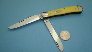 1991 Case Xx 3254 Bradford Pa Usa Trapper 2 Blade Yellow Handle Pocket Knife