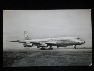 Klm Douglas Dc - 8 Jet Airplane Aviation Dutch Airlines B/w Rppc Vintage Postcard