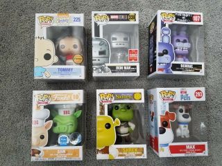 Set Of 6 Funko Pops Including Shrek And Rugrats Tommy (chase)