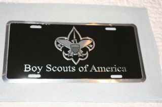 Boy Scout Bsa Official Aluminum License Plate Tag Black And Silver