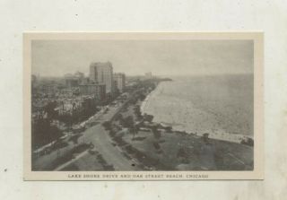 Vintage Lake Shore Drive & Oak Street Beach,  Chicago,  Illinois Postcard