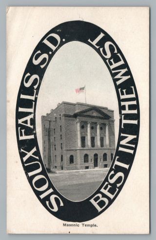 Sioux Falls “best In The West” Rare Antique South Dakota Masonic Temple 1910s