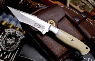 Cfk Handmade D2 Custom Natural Camel Bone Hybrid - Tanto Hunting Blade Camp Knife