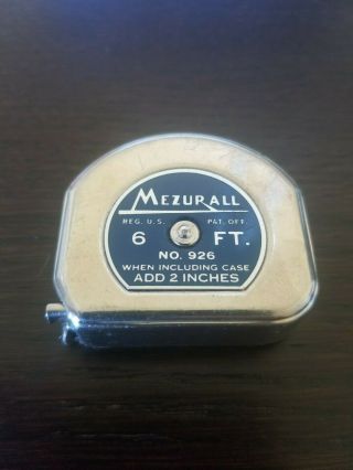 Vintage Lufkin Mezurall Blue Label 8 Ft Chrome Tape Measure No.  926 Usa