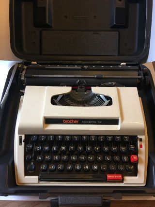 Vintage Brother Accord 12 Typewriter With Hard Case,  Japan