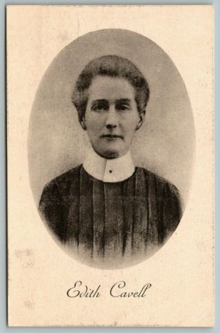 Edith Cavell Wwi Red Cross Nurse Executed By Germans 1915 Oval Portrait Postcard