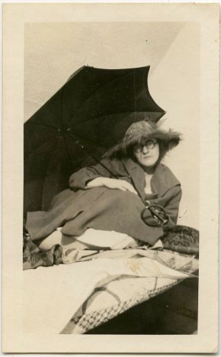 College Gal Dorm Room Fashion Funny Hat,  Umbrella Quilt Vintage Snapshot Photo