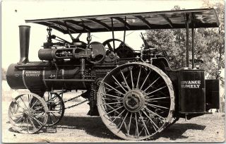 Rppc Advance Rumely Steam Engine Tractor Harvester Farm Real Photo Postcard 1
