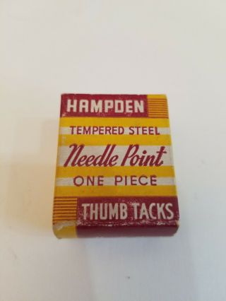Rare Vintage Full Hampden Tempered Steel Needle Point One Piece Thumb Tacks T3