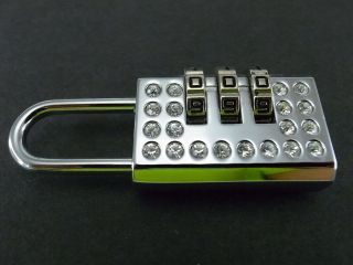Mini Padlock 3 Dials Combination Lock In Clear Gem Stone -