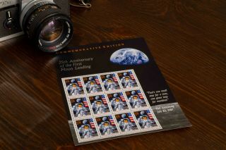 Flown In Space Stamps: 25th Anniversary Apollo 11 Man On Moon Neil Armstrong