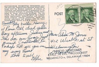 PITTSBURGH PROMOTES PROGRESS Pennsylvania Railroad Train P.  R.  R.  Postcard 1955 2