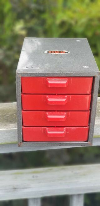 Vtg Dunlap 4 Drawer Industrial Cabinet Small Parts Organizer Trinket Tool Box