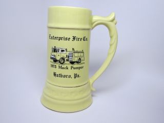 Vintage Enterprise Fire Co 1975 Mack Pumper Cup Mug Beer Stein