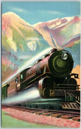 Vintage Northern Pacific Railway Postcard " Bozeman Pass,  Montana " Train Linen