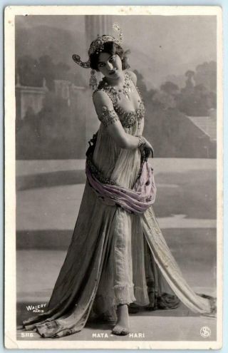 Rppc Risque Sexy Mata Hari Exotic Dancer Wwi Spy Executed 1917 Pm 1910 Postcard