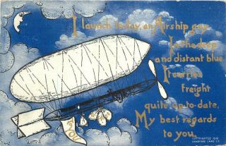 Airship Aviation Comic Saying Arts Crafts Postcard 6759