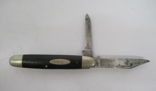 Vtg 1960s Case Xx 22055 Cigar Jack Pocket Knife 2 Blade Folding Black Composite