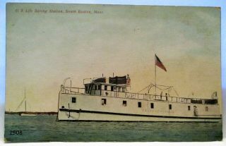 1910 Postcard U.  S.  Life Saving Station South Boston Ma,  Ship