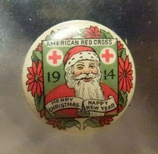 Whitehead & Hoag Antique (1914) American Red Cross Christmas/new Year Santa Pin