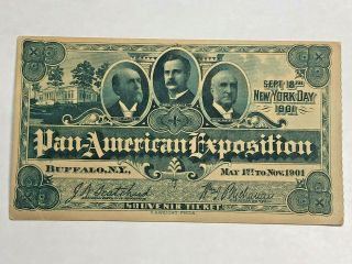 Rare 1901 Pan American Exposition Ticket Buffalo Ny Day World’s Fair York