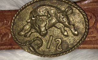 Vintage Philmont Boy Scout Ranch Buckle And Tooled Belt Sz 36