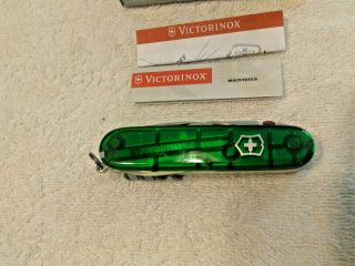 Vintage Victorinox GREEN SPARTAN 1.  7804.  T4 Pocket Knife With Lite In The Box 3