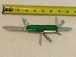 Vintage Victorinox GREEN SPARTAN 1.  7804.  T4 Pocket Knife With Lite In The Box 6