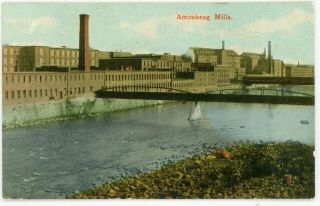 Manchester Nh " Amoskeag Mills On Merrimack Rvr Closed 1935 " Postcard