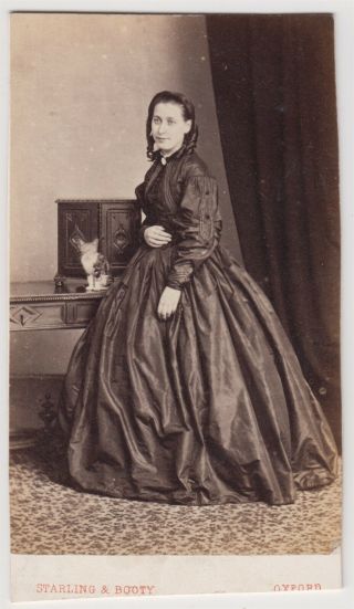 Cat Cdv - Oxford,  An Elegantly Dressed Lady With Her Pet Cat
