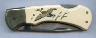 Vintage Precise Deerslayer Japan Scrimshaw Limited Issue Pocket Knife Os.