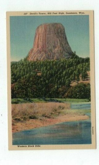 Wy Sundance Wyoming Antique Linen Post Card Devil 