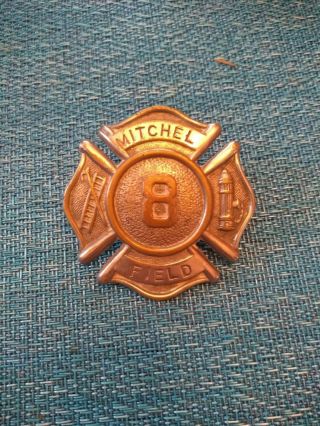 Rare Mitchel Field Ny Fireman Hat Badge
