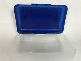 Spacemaker Pencil Box Dark Blue & Frosted Vintage 90 ' s Plastic Storage Case 4
