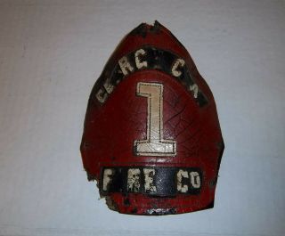 Antique Leather Fire Compay Helmet Front Shield Badge 1 Cairns & Bro.  York