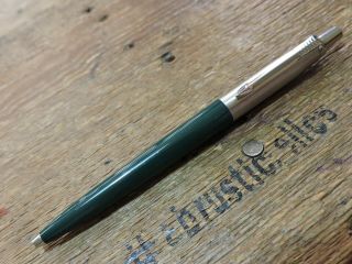 Vintage Dark Green Stainless Steel Brass Threads Parker Jotter Ballpoint Pen Us