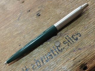 Vintage Dark Green Stainless Steel Brass Threads PARKER Jotter Ballpoint Pen US 3