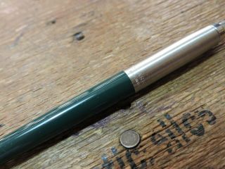 Vintage Dark Green Stainless Steel Brass Threads PARKER Jotter Ballpoint Pen US 4
