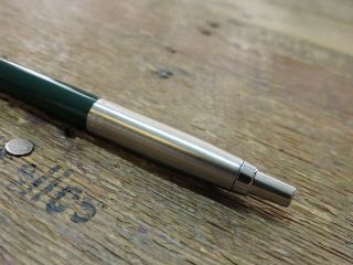 Vintage Dark Green Stainless Steel Brass Threads PARKER Jotter Ballpoint Pen US 5