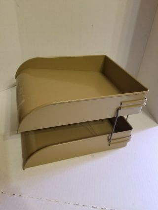 Vintage Mcm Globe Wernicke Industrial Grey Metal 2 Tier Desk Paper Letter Tray