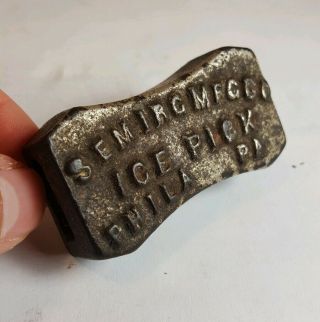 Antique Vintage Advertising Semirg Mfg Co Philadelphia PA Metal Paperweight Old 3