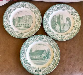 3 Wedgwood Plates Elms College Chicopee Ma Admin.  Bldg,  O’leary Hall,  Chapel Exc