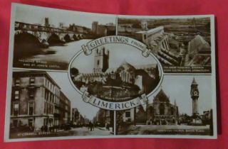 Rare Vintage Postcard Greetings From Limerick 5 Great Photos On One Postcard