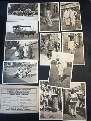 Vintage Photo Postcards Bombay Indian Characters Series 2,  11 Cards Thacker & Co