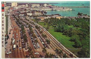 Florida Miami Biscayne Boulevard Aerial View Vintage Postcard